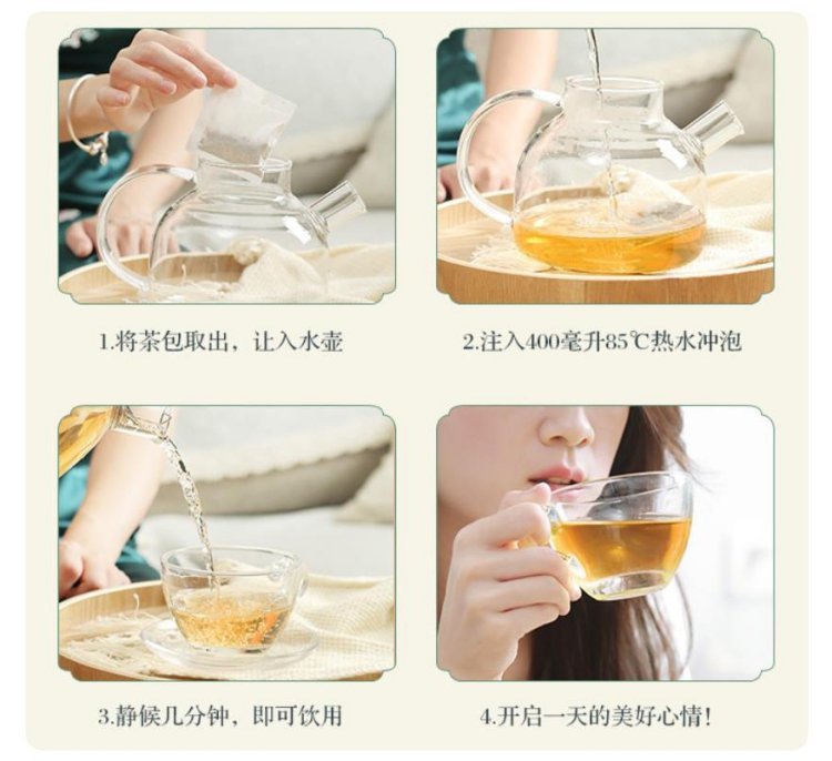 Original Chinese-labelled Winter Melon and Lotus Leaf Tea brewing illustration with English conditions