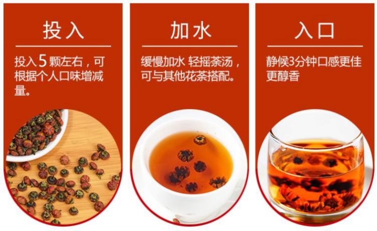 Original Chinese-labelled Kunlun Snow Chrysanthemum brewing illustration with English conditions