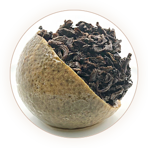 Inherited reference illustration for Xiao Qing Gan: Green-Citrus Pu-erh filled citrus shell