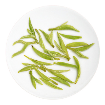 An inherited photograph of infused Xinyang Maojian leaves